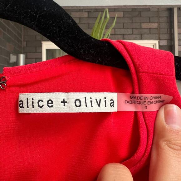 NEW Alice + Olivia Red Cara Cut-Out Flared Mini Dress Size 0 - Picture 7 of 9